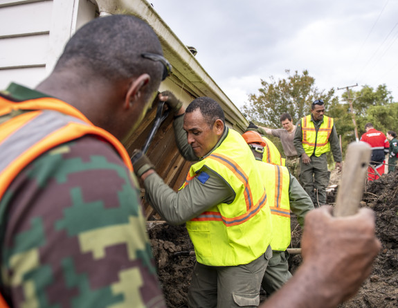 Members of the Fijian Humanitarian Assistance Disaster Relief Task Force joined forces with NZDF engineers to help a cyclone-affected farming family.