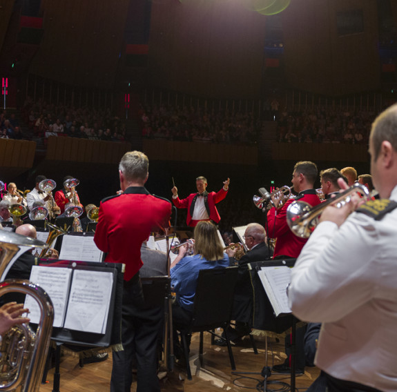 The New Zealand Army Band joined on stage by its ‘Living Heritage’ – former members of the band over its six decades - during a spectacular programme of music