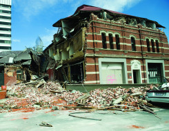 Damaged multiple storied brick building after the Christchurch Earthquake