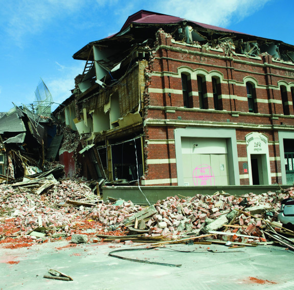 Damaged multiple storied brick building after the Christchurch Earthquake
