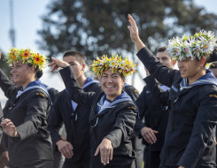Pasifika sailors of the Royal New Zealand Navy perform at a Navy graduation ceremony 
