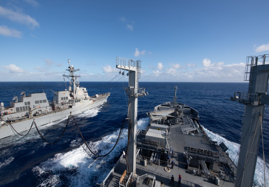 HMNZS Aotearoa and U.S. Navy's USS Sampson complete a replenishment at sea (RAS) near Tonga.