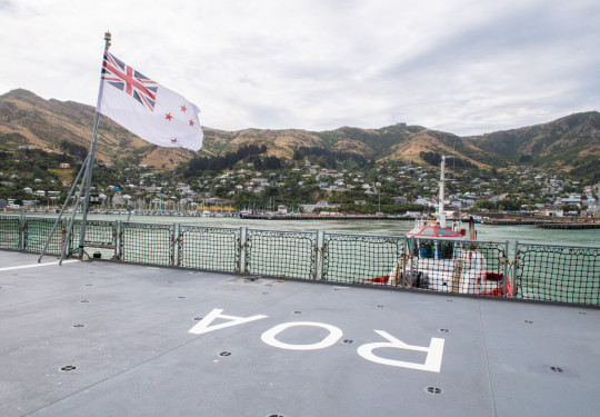 HMNZS Aotearoa in Lyttlelton before leaving for Antarctica