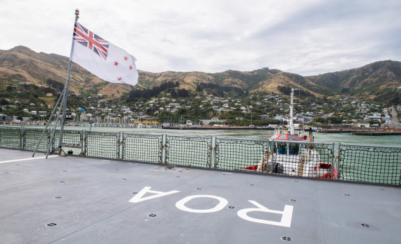 HMNZS Aotearoa in Lyttlelton before leaving for Antarctica