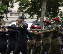 NZDF contingent captured earlier this year at Her Majesty Queen Elizabeth II's 70th Jubilee