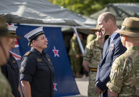 LYDS Anya Ruri talks to Prince William at Pirbright Camp.