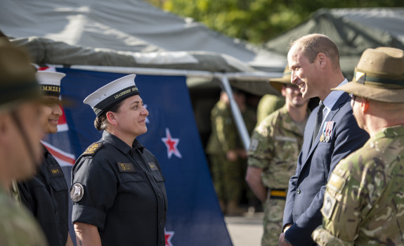 LYDS Anya Ruri talks to Prince William at Pirbright Camp.