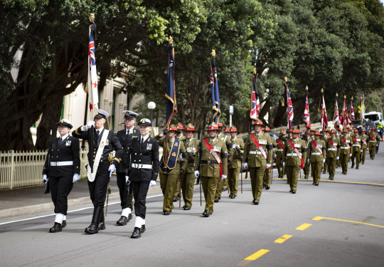 NZDF personnel parade Her Majesty The Queen’s flag for New Zealand for final time