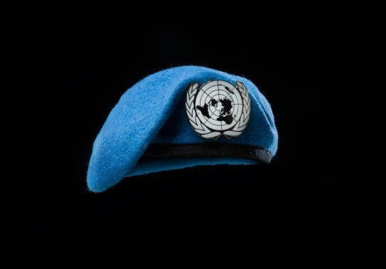 UN Beret on black background