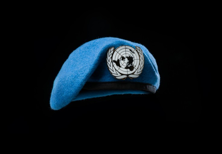 UN Beret on black background
