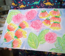 A colourful artwork of flowers
