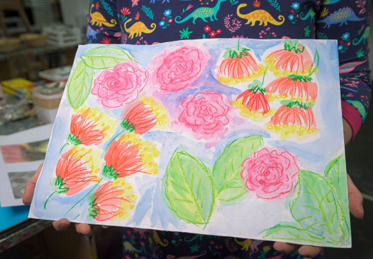 A colourful artwork of flowers