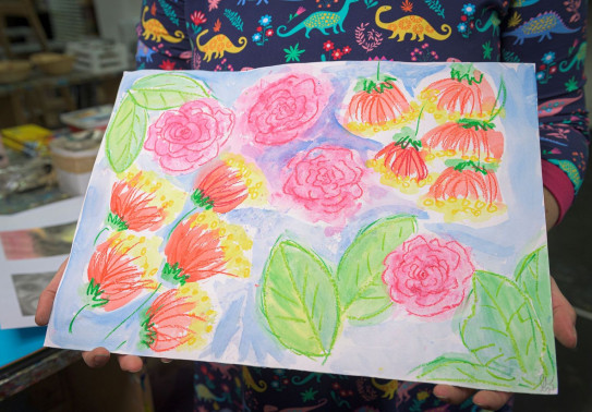 A colourful artwork of flowers