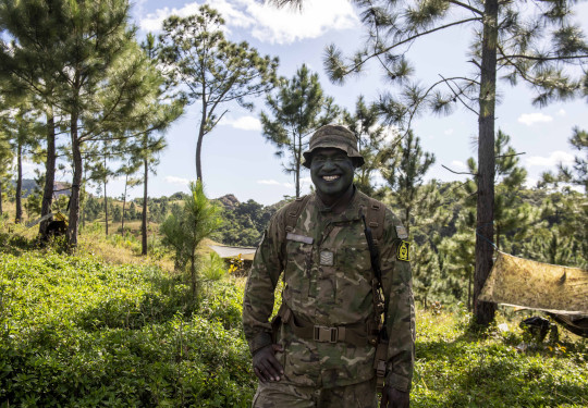 Staff Sergeant Aseri Balawa, 39, out on exercise in Fiji’s Nausori Highlands with the Officer Cadet School of New Zealand