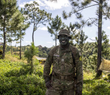 Staff Sergeant Aseri Balawa, 39, out on exercise in Fiji’s Nausori Highlands with the Officer Cadet School of New Zealand
