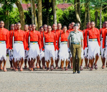 Corporal Laura McFadzien marches with the RFMF graduates (Photo credit: RFMF media)