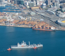 HMNZS Aotearoa sails into Wellington