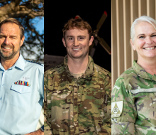 Squadron Leader George McInnes and Group Captain Glenn Gowthorpe from the Royal New Zealand Air Force, along with Lieutenant Colonel Vanessa Ropitini from the New Zealand Army, have today received the New Zealand Distinguished Service Decoration (DSD).