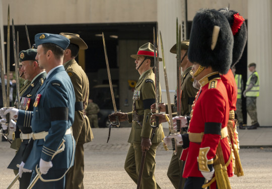 Lieutenant Colonel Gerling in the Commonwealth marching contingent at Wellington Barracks in London