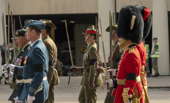 Lieutenant Colonel Gerling in the Commonwealth marching contingent at Wellington Barracks in London