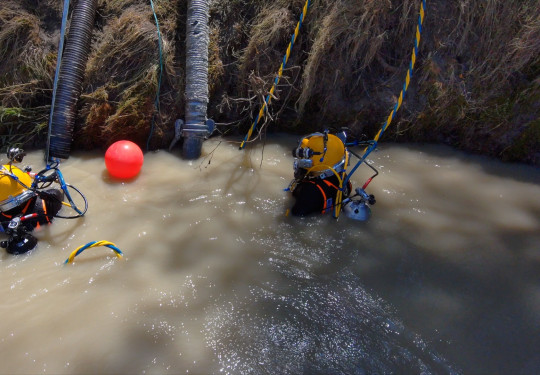 An eight-person team from HMNZS Matataua got Gisborne’s water supply flowing properly again, after diving in a severely blocked treatment plant to remove silt.