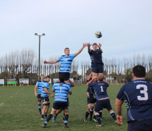 The Royal New Zealand Navy rugby team in action against their Air Force counterparts in 2018