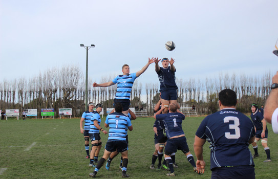 The Royal New Zealand Navy rugby team in action against their Air Force counterparts in 2018