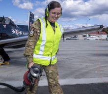AC Jodie Dunwell working on the fuel truck at Exercise Wise Owl held in Nelson recently.