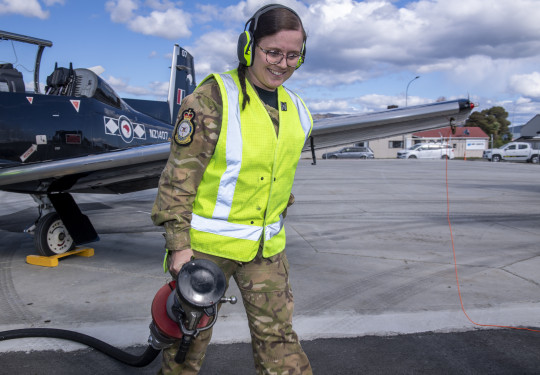 AC Jodie Dunwell working on the fuel truck at Exercise Wise Owl held in Nelson recently.