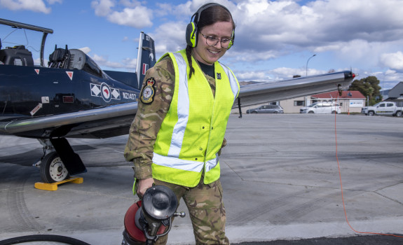 AC Jodie Dunwell working on the fuel truck at Exercise Wise Owl held in Nelson recently.