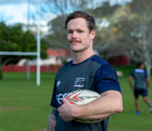 Royal New Zealand Navy Leading Diver Ethan Shergold, co-captain of the Te Taua Moana rugby team, competing in the Commonwealth Navy Rugby Cup tournament in the United Kingdom this month.