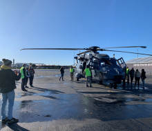 An NH90 helicopter is pictured prior to departure 