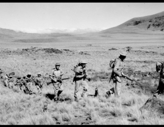 Tekapo 0006 1993.1912 3317 Single file advance through a mine field Feb 1955