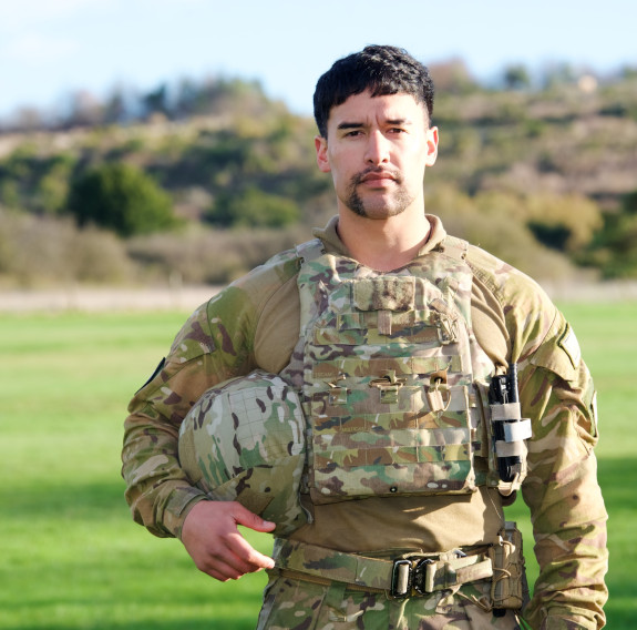 Lance Corporal Kamalani Tureia-Siataga on Salisbury Plain, where NZ Army soldiers have been training Ukrainians in infantry skills