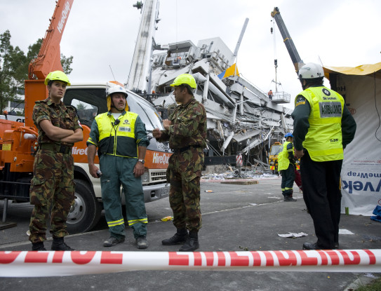 NZ Army medics provide support at the PGG building in Christchurch after the Earthquake