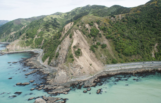 Damage to infrastructure following earthquake on 14 Nov 16 near Kaikoura coast