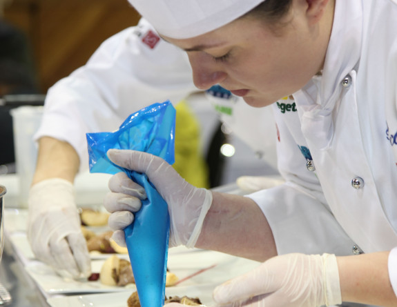 Chefs and stewards compete in the Toque d'Or culinary competition at the Logan Campbell Centre in Auckland