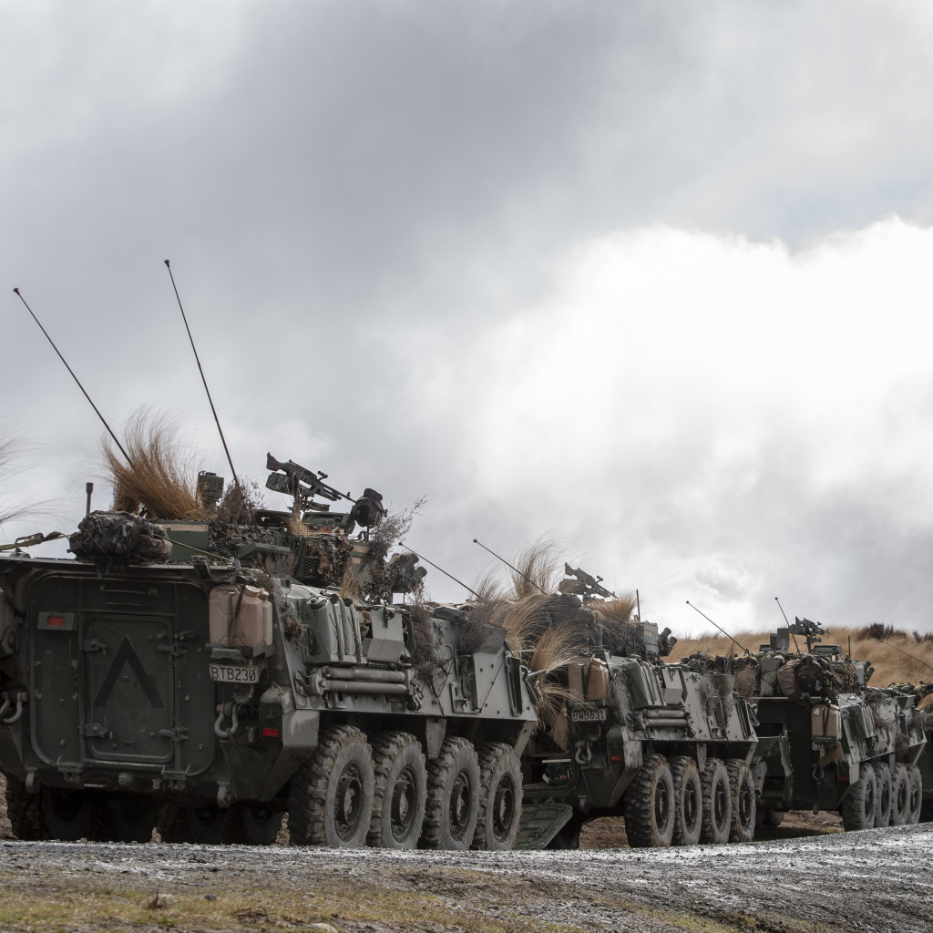 Light Armoured Vehicles lined up in the Waiouru Military Training Area