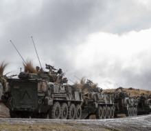 Light Armoured Vehicles lined up in the Waiouru Military Training Area