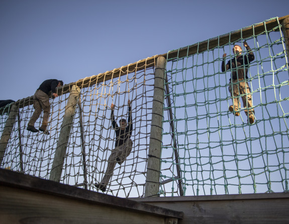 New Zealand Army personnel utilise the confidence course at Linton Army Camp 