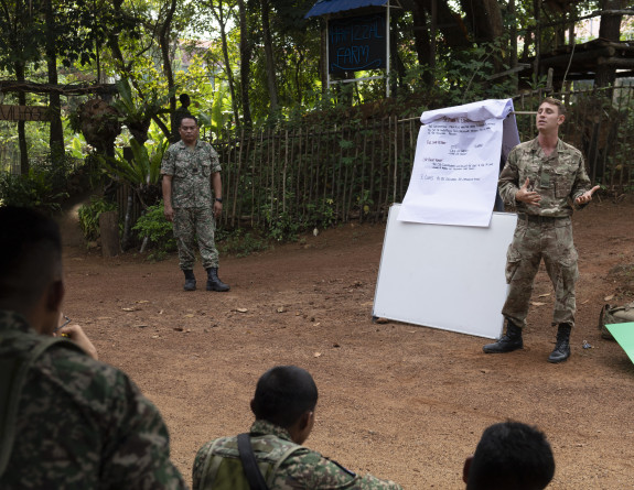 Personnel from foreign militaries get together and teach each other skills