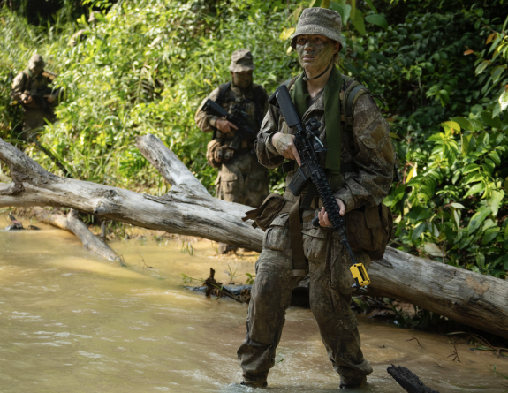 New Zealand Army reservists in the thick of the jungle in Malaysia on exercise Bersama Lima.