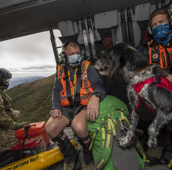 No. 30 Squadron crew and an NH90 Helicopter assists NZ Police and LandSAR with a search and rescue operation to find two missing trampers in the Kahurangi National Park.