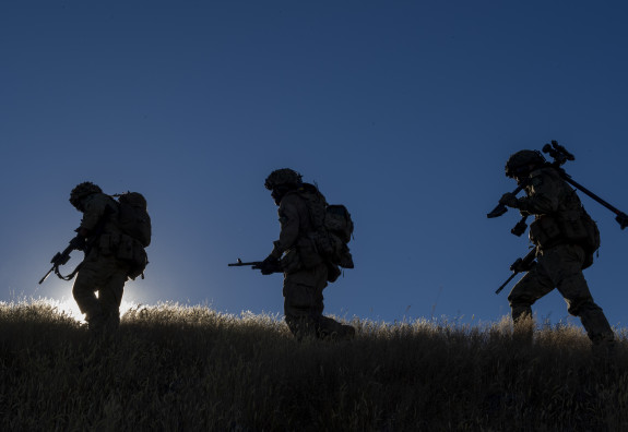 Fire Support Group withdraw with their equipment during the exercise. 