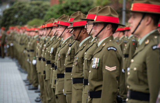 New Zealand Army personnel in line formation 