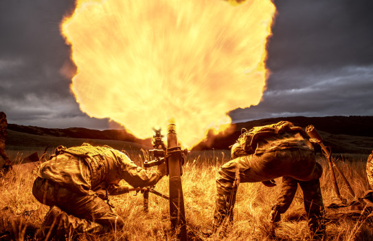 Gunners fire a 81mm mortar in the Waiouru Military Training Area