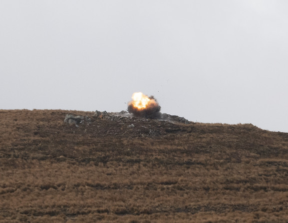Explosion from firing a Javelin Medium Range Anti Armour Weapon (MRAAW)