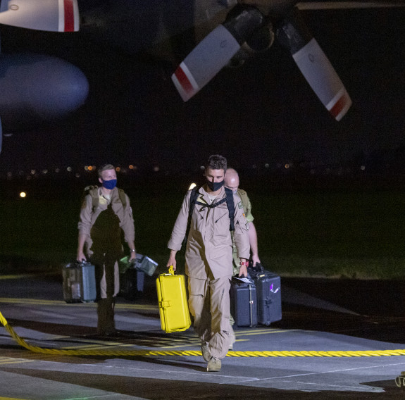 Royal New Zealand Air Force personnel returning from Afghanistan touch down in Base Auckland. The Air Force was deployed there to help evacuate New Zealand citizens and visa holders after the Taliban gained control of the country.