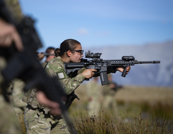 Private April Ma’a works on static shooting and marksmanship during Exercise Alpha Koura