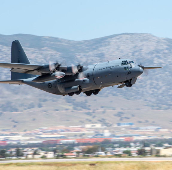 Military aid takes off on an RNZAF Hercules aircraft to support Ukraine’s self-defence